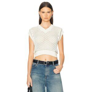 Guest In Residence Mesh Crop Vest in Cream Small New Womens Knit Tank Top